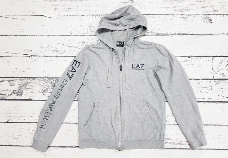 Emporio Armani EA7 * bluza * rozpinana * szara * logo * męska * S
