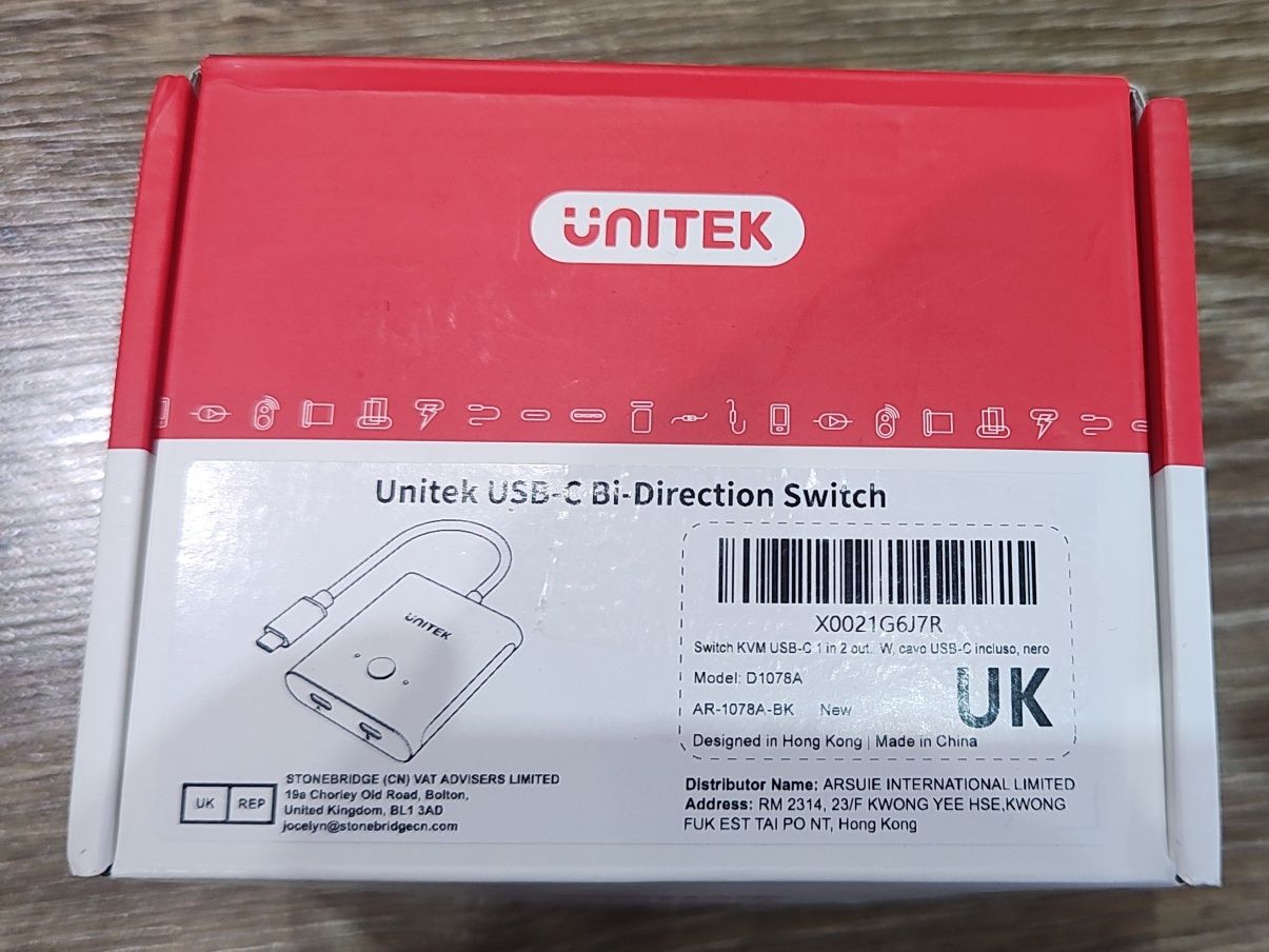Unitek USB C 1 wejście 2 wyjścia