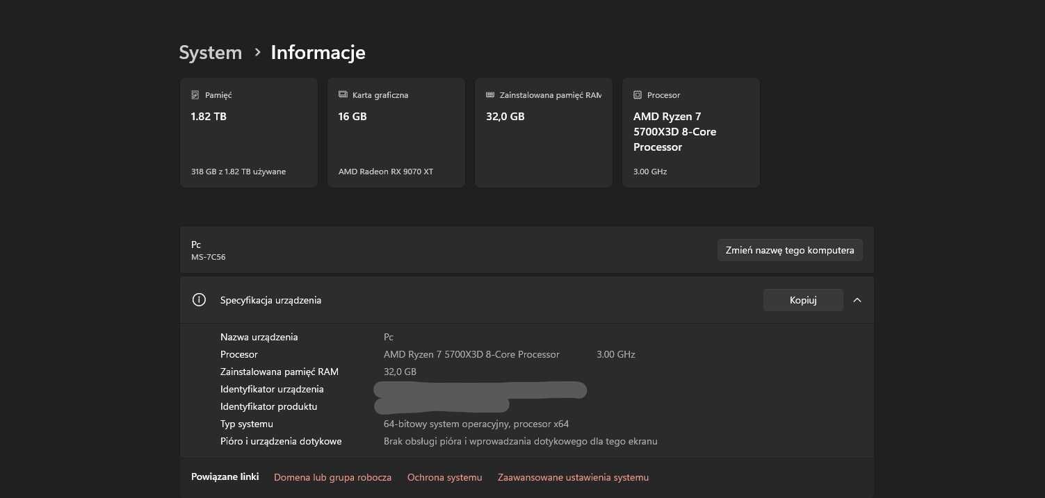 Komputer Gamingowy RX 9070 XT Ryzen 7 32GB RAM NOWY SSD + GPU + AIO
