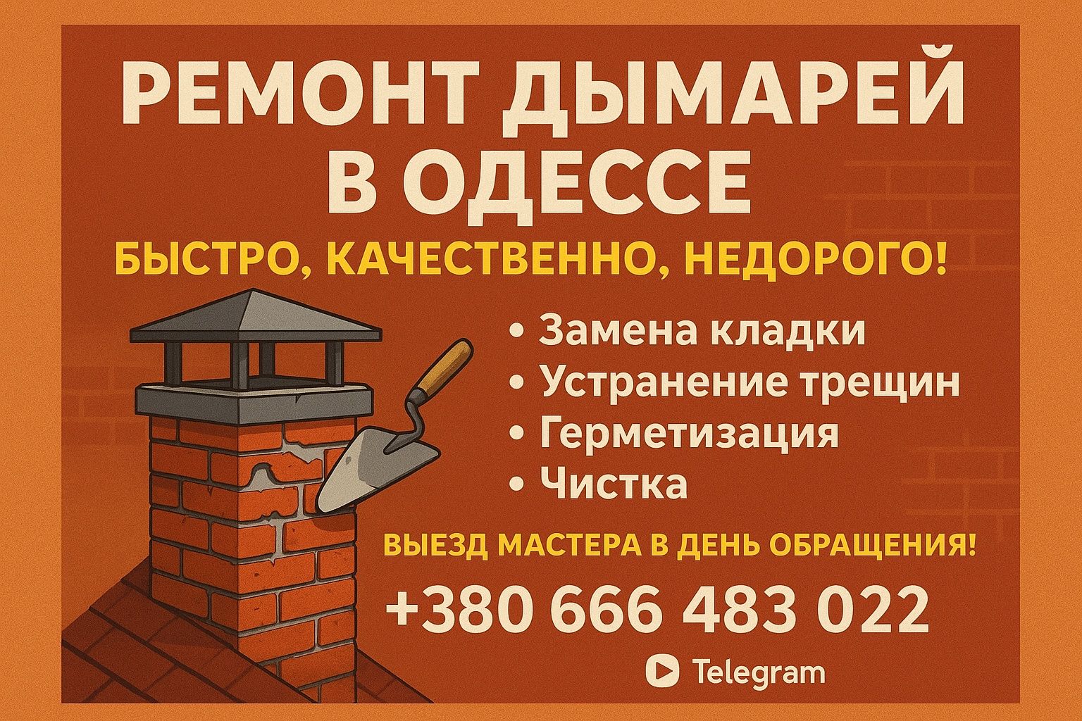 Ремонт дымарей в Одессе,быстро, качественно, недорого