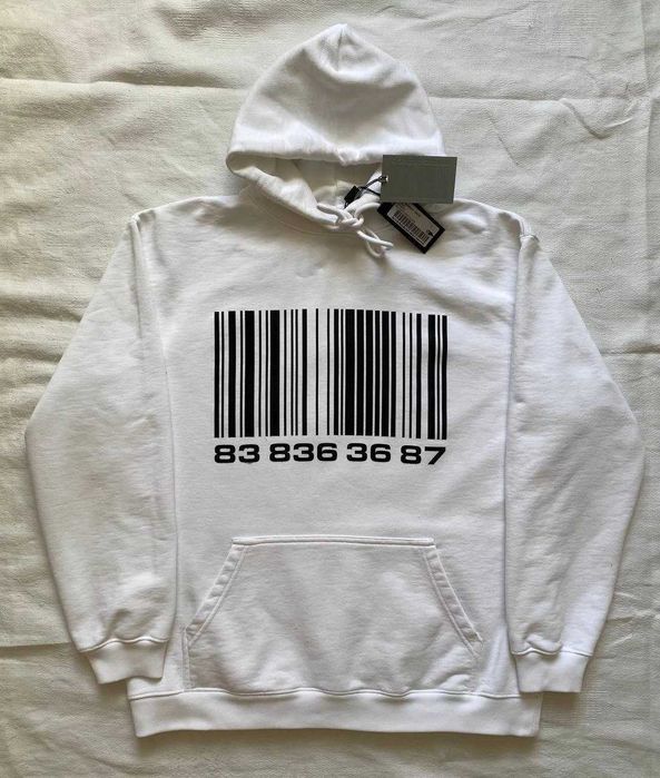 Худи Vetements White Barcode Hoodie