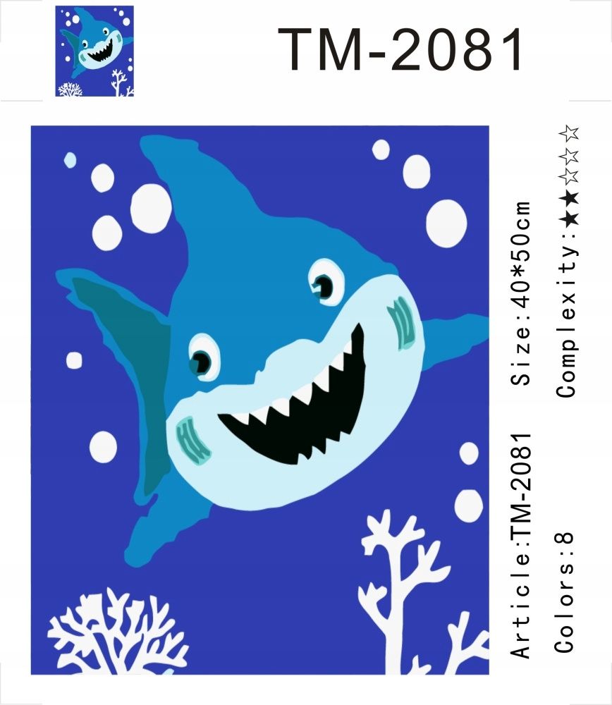 Obraz Do Malowania Dla Dzieci 40X50 Cm Rekin Shark