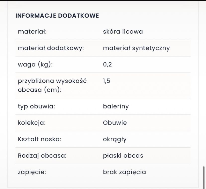 Białe skórzane baleriny z metalicznym noskiem Wittchen