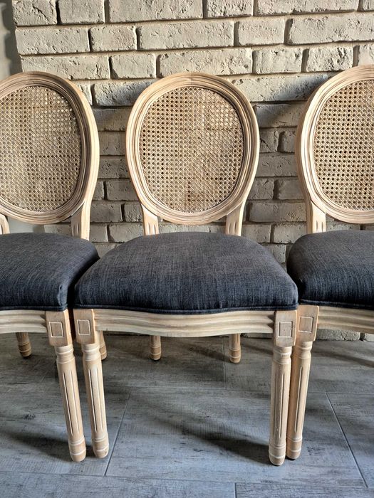 4 nowe stylowe krzesła tapicerowane vintage rattan