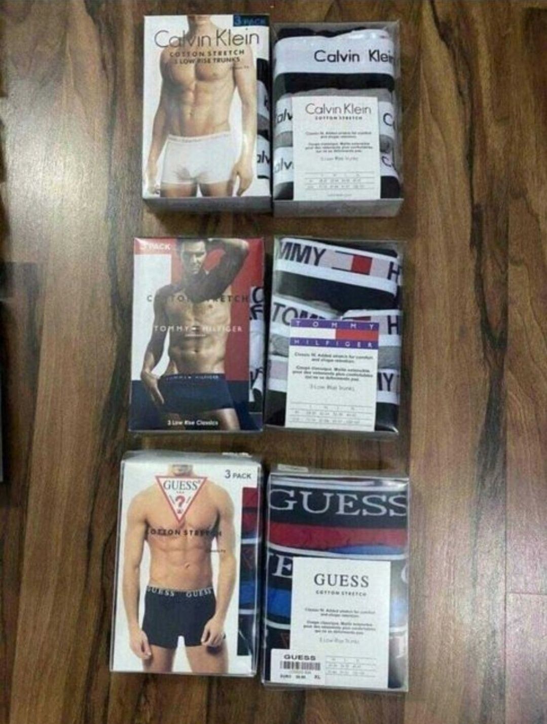 Nowe Bokserki Męskie 3pak Tommy CK Armani Hugo Lacoste Boss Gucci