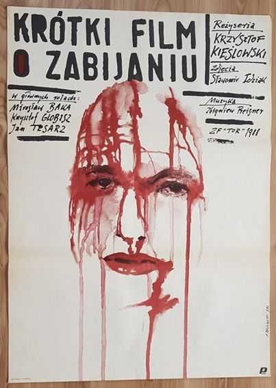Krótki film o zabijaniu plakat Pągowski 1988 B1 PRL, plakat kinowy