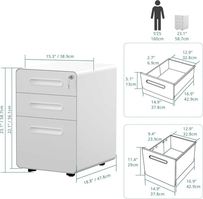 Nowa metalowa szafka / półka / kontener na kółkach /48x38x58 cm !9605!