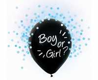 Balony Boy Or Girl, niebieskie konfetti, 12 cali, 4 szt, baby shower