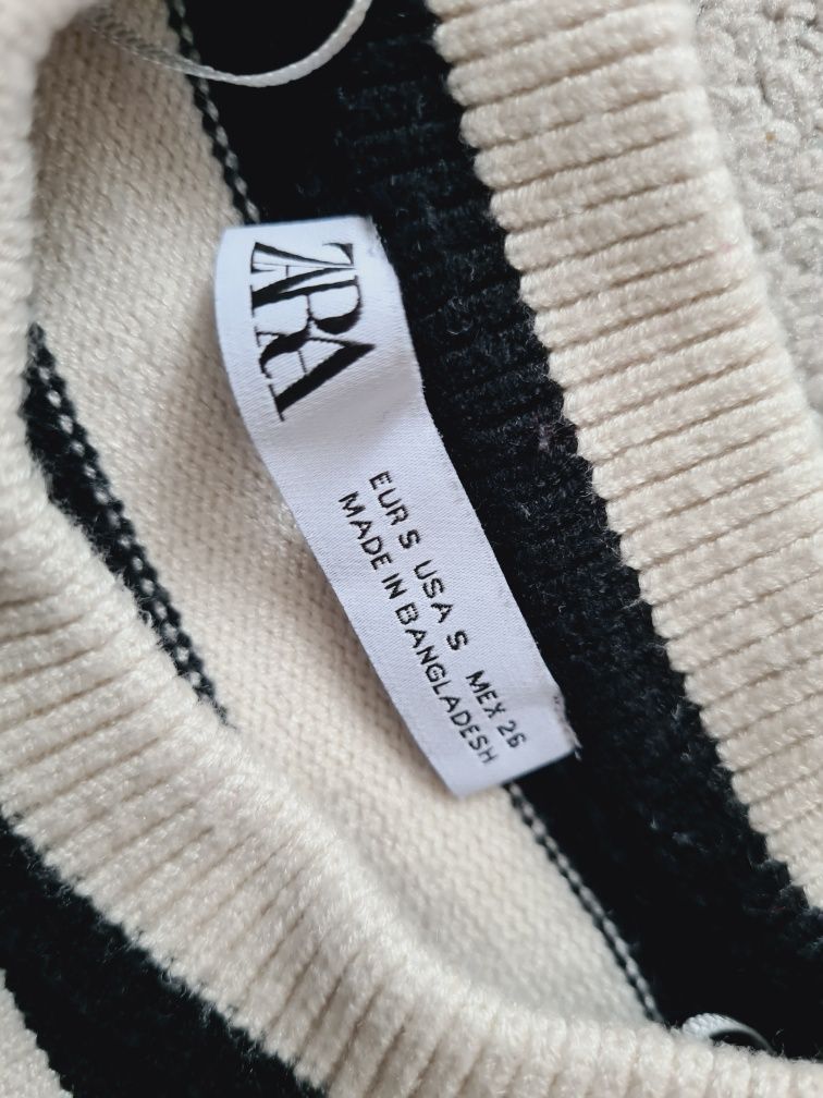 Sweter damski Zara basic w paski wiskoza r. S 36