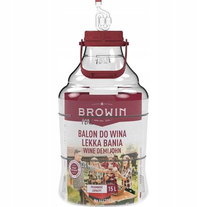 Balon do Wina 15 L Nietłukący z Szerokim Otworem