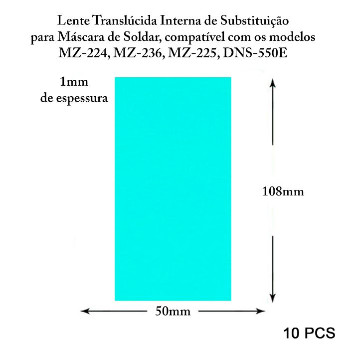 Lente de Substituição Máscara de Soldar Modelo MZ-224 (10 Pcs)