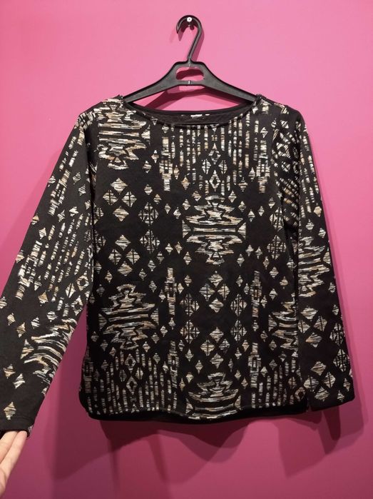 Bluzka geometryczne wzory 38/40 M/L czarna