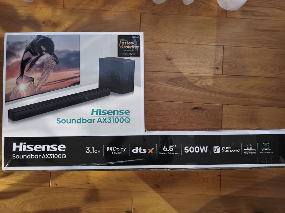 Soundbar HISENSE AX3100Q Czarny 3.1-kanałowy, Bezprzewodowy Subwoofer.