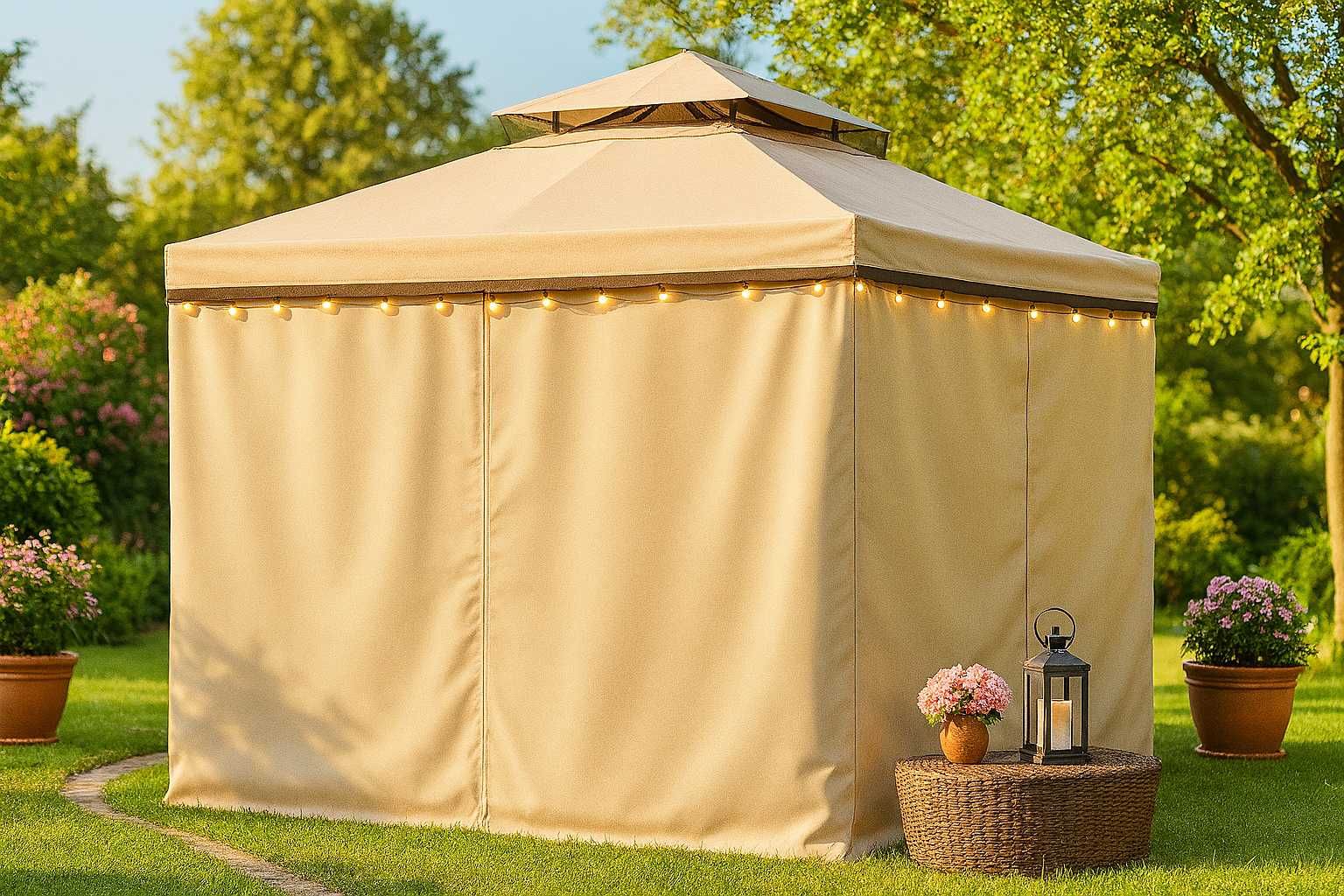 Nowy Pawilon Ogrodowy 4x3m | Aluminiowy | Moskitiery + Zasłony