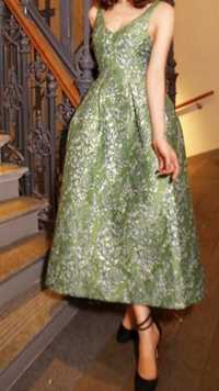 Sukienka conscious żakardowa s 36 zielona studio exclusive