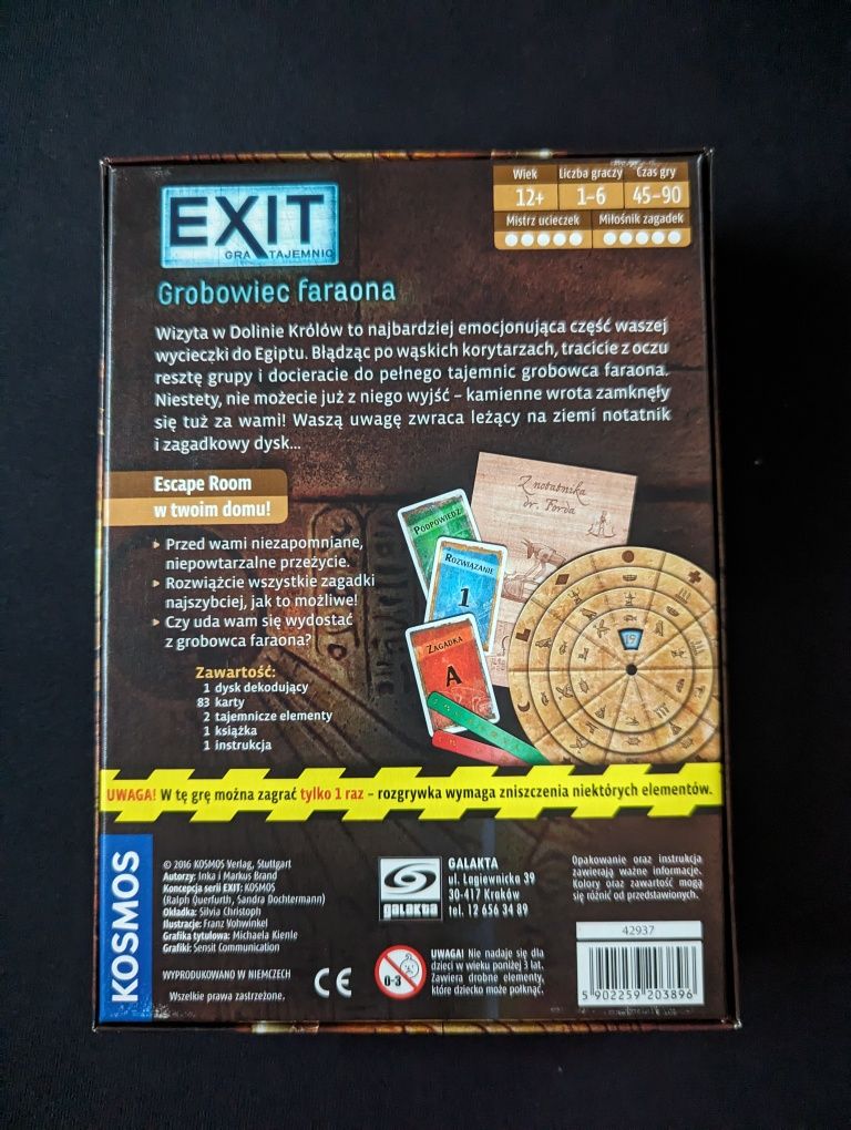 Grobowiec Faraona gra Escape Room z serii Exit