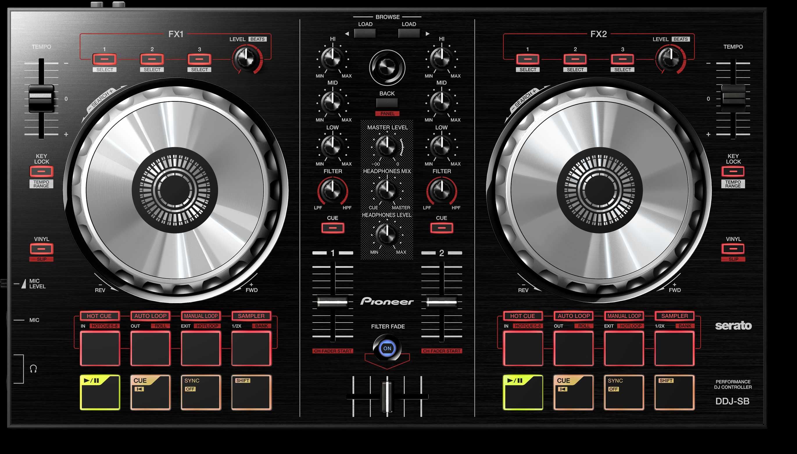 Controlador portátil PIONEER de 2 canais para o Serato DJ Pro (Preto)