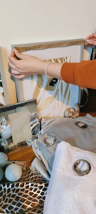 Zestaw Glamour zasłona firanka lusterko ramki