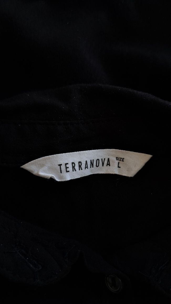 Czarna sukienka koszulowa koszula krótka 100% wiskoza M 38 Terranova