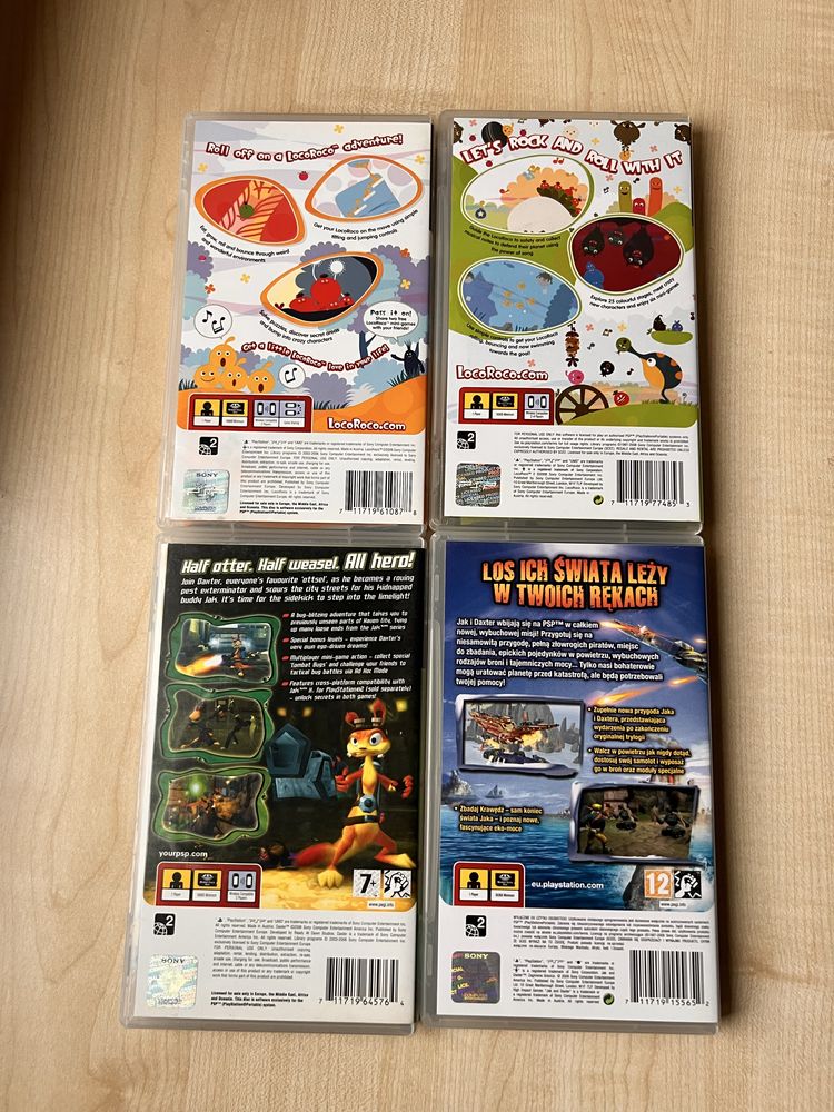 Zestaw 4 gier. Klasyki. Gry na psp. Loco roco 1+2, jak and daxter
