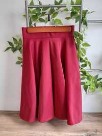 Bordowa rozkloszowana spódnica XS vintage retro Basic czerwona