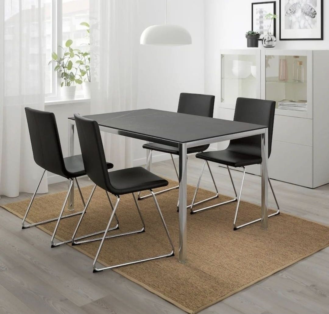 Mesa de vidro preto Torsby