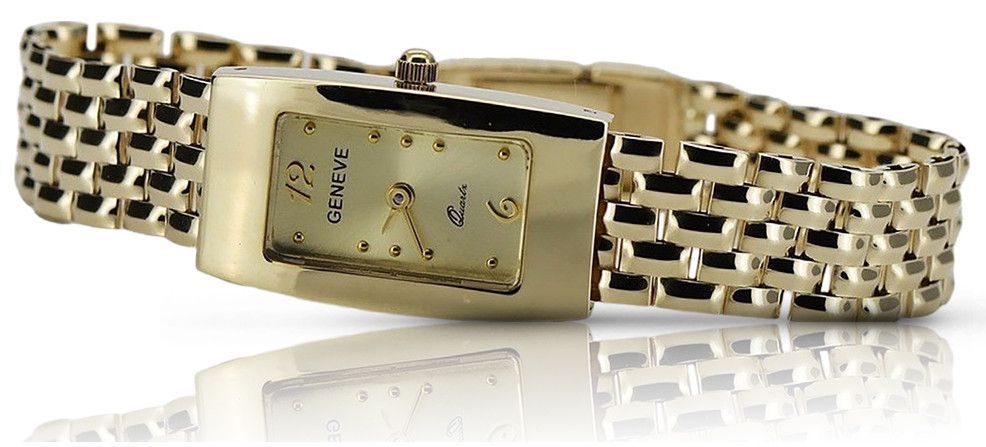 Złoty zegarek z bransoletą damską 14k Geneve lw090y&lbw004y-W