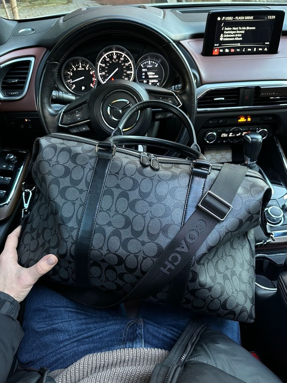 Сумка дорожня чоловіча жіноча Coach Voyager Duffle Bag In Charcoal 45