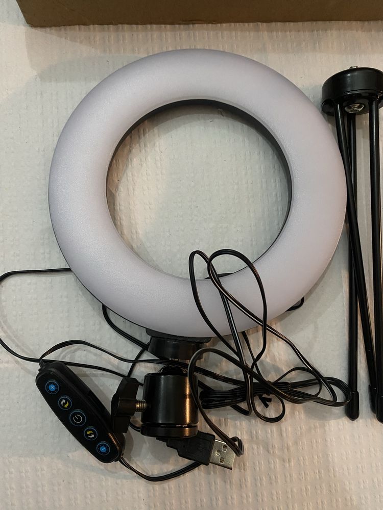 LED Selfie Ring Light, 16cm, 6 ", Carga USB, Regulável, Lâmpada