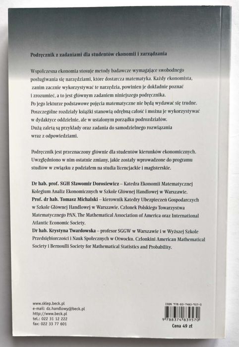 MATEMATYKA. Podręcznik dla studentów kierunków ekonomicznych, NOWA!