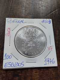 Moedas de 250 e de 100 escudos em prata-25 de Abril-1976