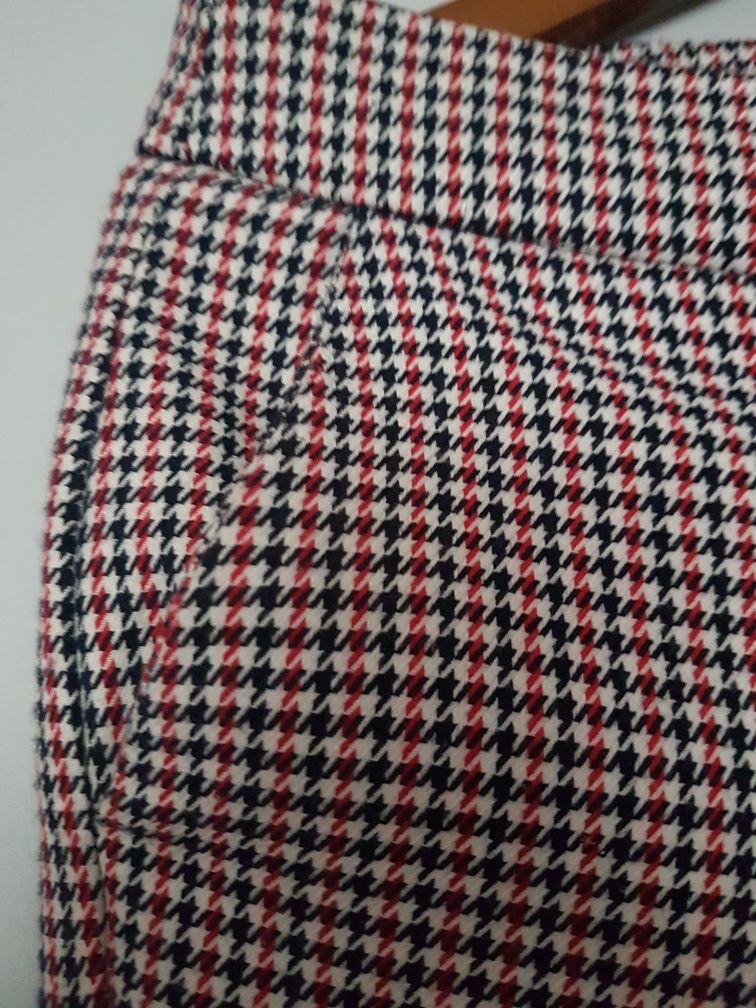 Spodnie w kratkę cygaretki Reserved 38 M, granatowy czerwony