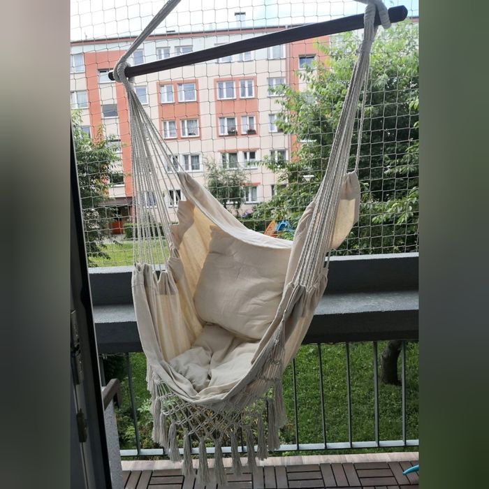 Fotel wiszący hamak krzesło huśtawka boho beżowy NOWY