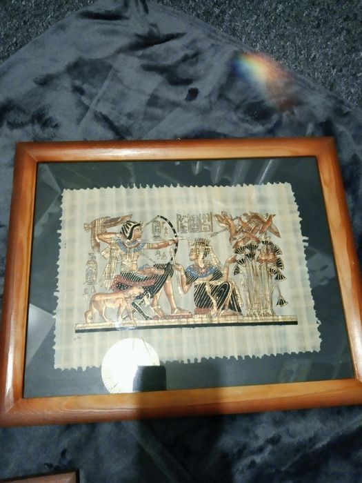 Obraz egipski na papirusie obrazy 3 sztuki