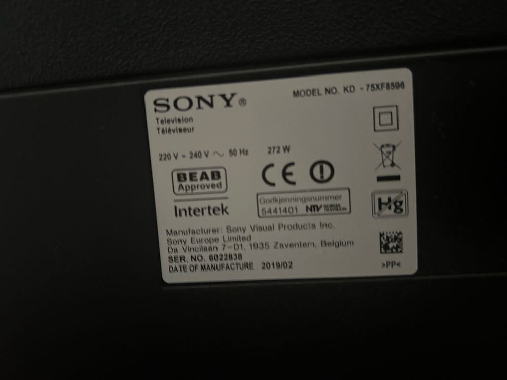 Telewizor Sony LED 75 cali uszkodzony