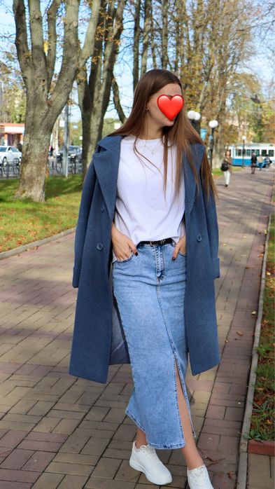 Пальто осінь зима / джинсова спідниця
