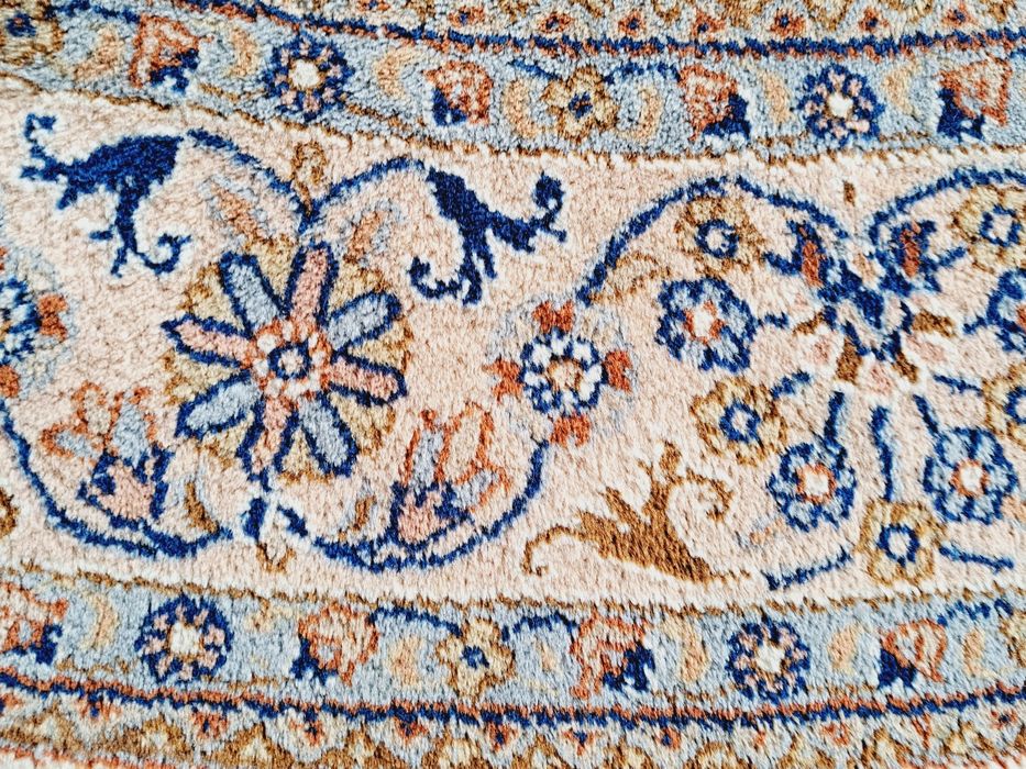 Przepiękny okrągły Keshan. Ręcznie tkany wełniany dywan Średnica 252cm