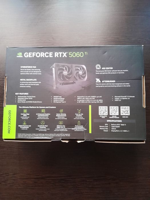Відеокарта MSI GeForce RTX 5060 Ti 16G SHADOW 2X PLUS