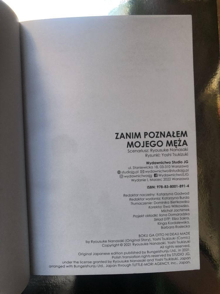 Manga „Zanim Poznalem Mojego Meza”