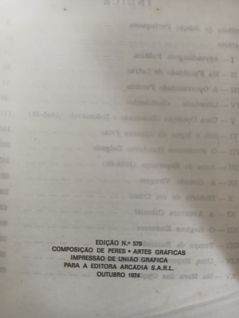 Portugal Amordaçado	Mário Soares	Editora Arcádia	1ª edição 1974