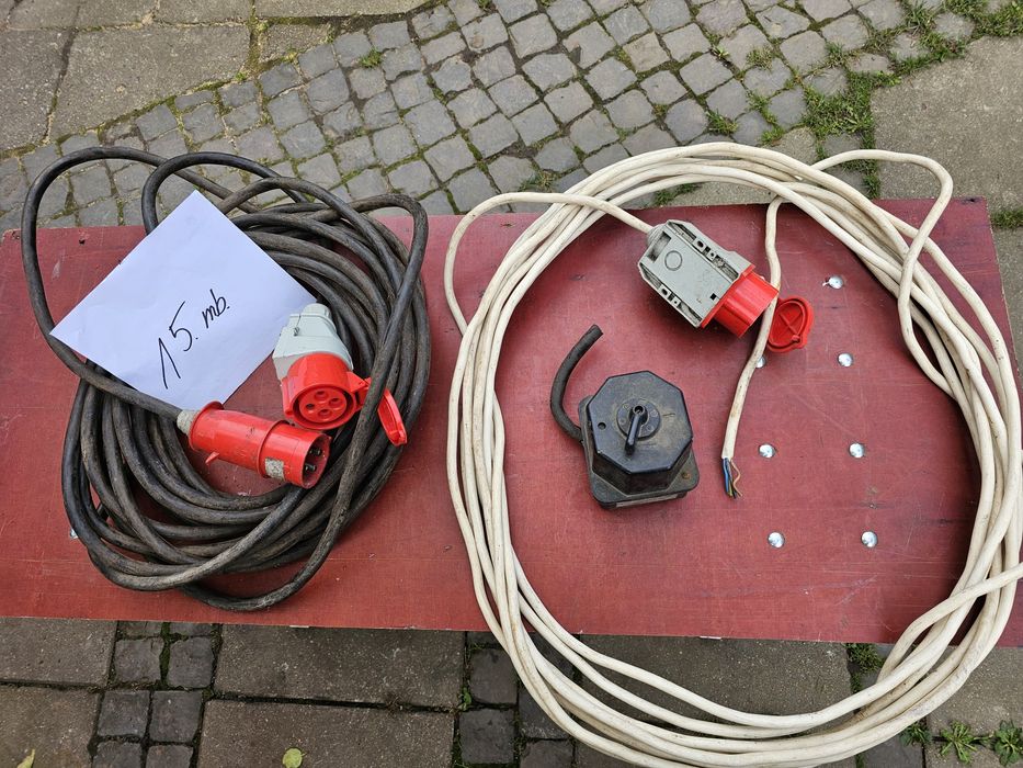 Przedłużacz, kabel, 3 fazy (siła) x 2 szt. + przełącznik
