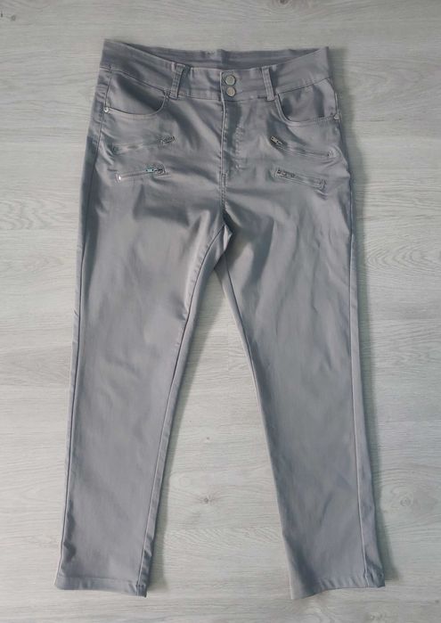 2XL spodnie damskie materiałowe szare wysoki stan