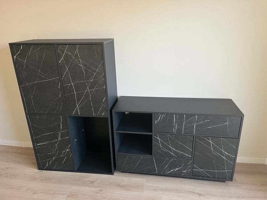 zestaw mebli komoda szafa kolor grafitowy