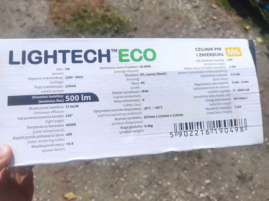 Lampa Led Daria M6 7W IP44 z czujnikiem zmierzchu i ruchu Lightech