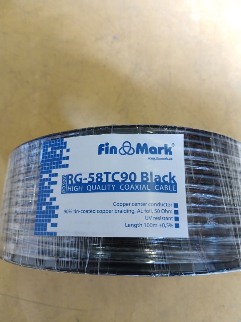 Коаксіальний кабель FinMark RG-58TC90 100 м Black