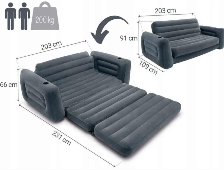 Materac dmuchany INTEX dwuosobowy sofa rozkładana M4