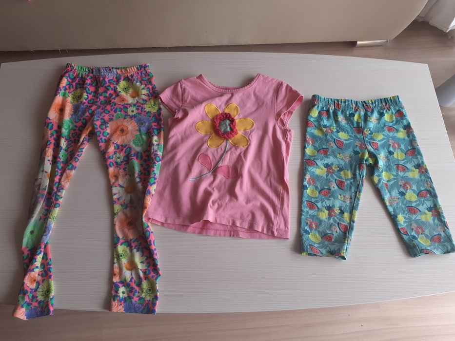 Zestaw: legginsy długie+krótkie+koszulka z kr.rękaw. 104-122