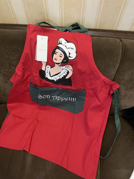 Фартук, прихватка, рукавиця кухонні червоні 100