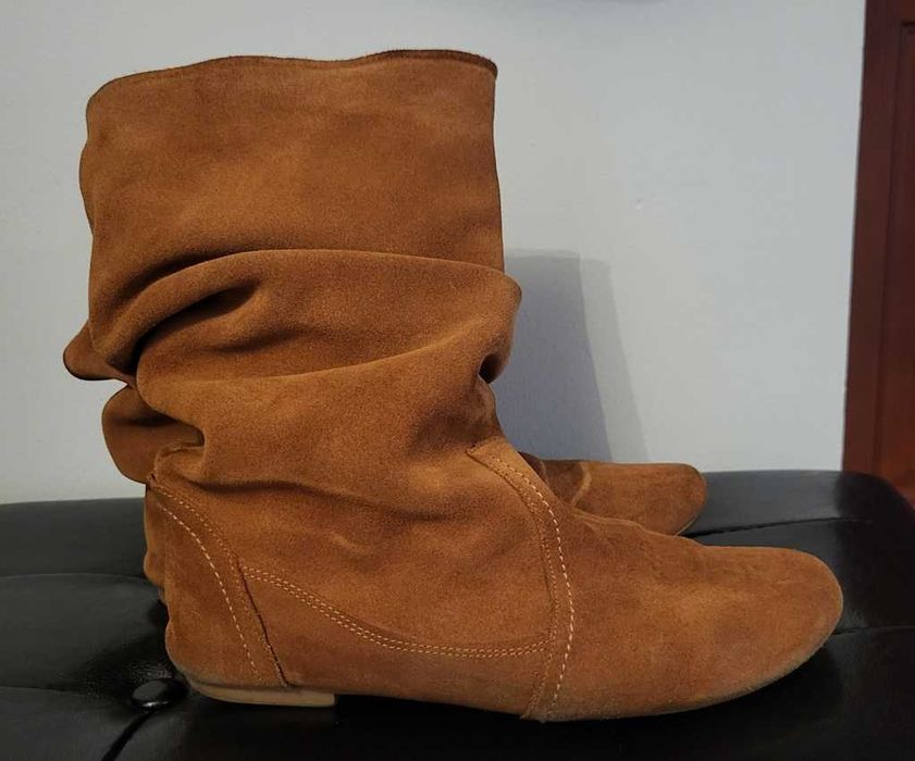 Kozaki MACIEJKA wciągane zamszowe skórzane numer 38