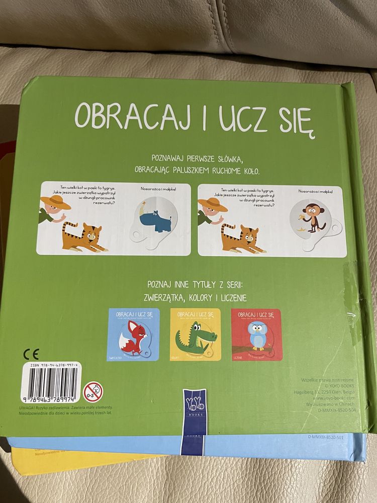 Książki z ruchomymi elementami obracanki zwierzątka kolory